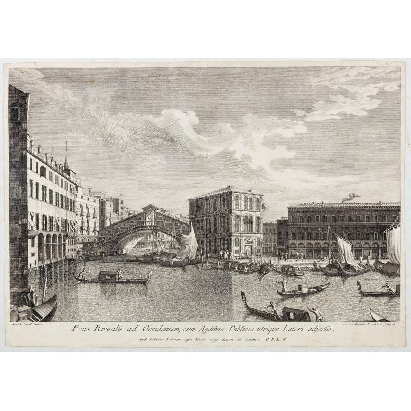 Pons Rivoalti ad Occidentem, cum Aedibus Publicis utrique Lateri adjectis.