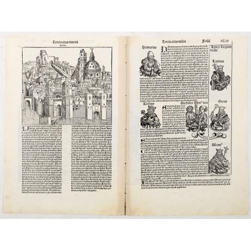 Rare, antique map of  Venecie. [Venice] Foliu XLIIII.