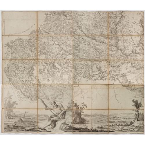 Rare, antique map of Mappa Geographica novissima Regni Hungariae divisi in suos Comitatus cum Districtibus Jazygum et Cumanorum, Banatus Temesiensis ejusque Districtuum nec non Regnorum Croatiae, Slavoniae, Dalmatiae, Magni Principatus Transsylvaniae…