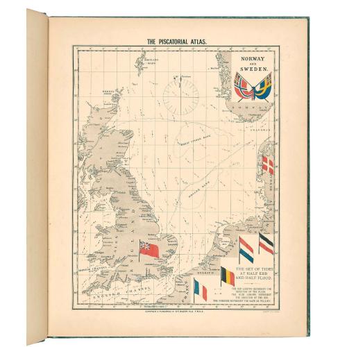 Rare, antique map of  The piscatorial atlas of the North sea, English and St Georges Channels.