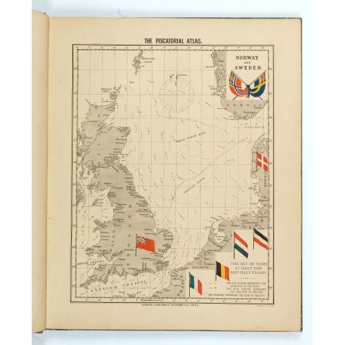 Rare, antique map of  The piscatorial atlas of the North sea, English and St Georges Channels.
