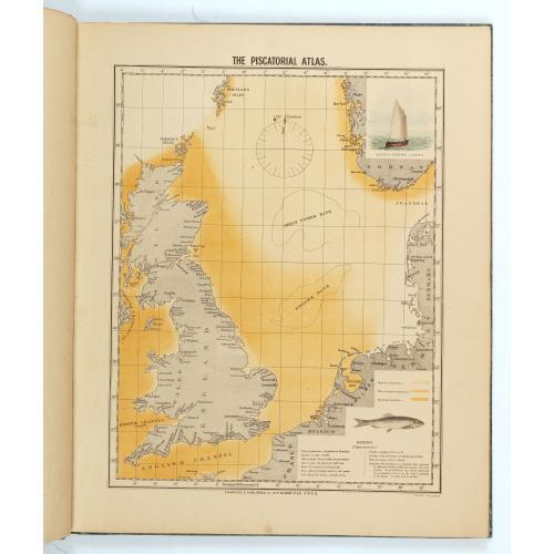 Rare, antique map of  The piscatorial atlas of the North sea, English and St Georges Channels.