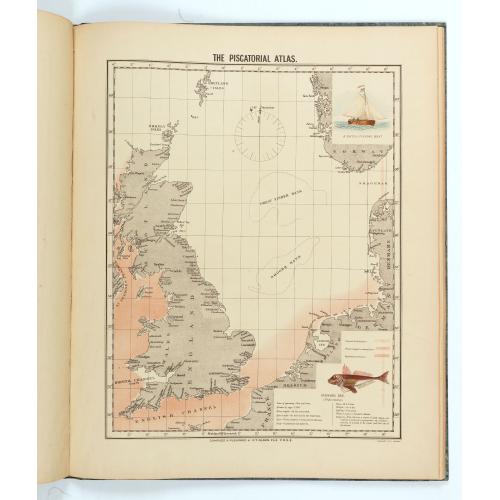 Rare, antique map of  The piscatorial atlas of the North sea, English and St Georges Channels.