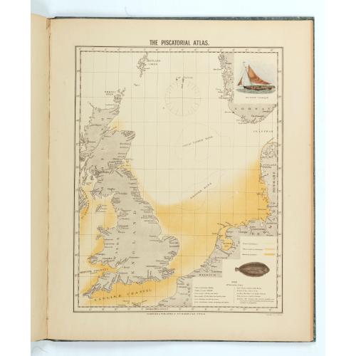 Rare, antique map of  The piscatorial atlas of the North sea, English and St Georges Channels.