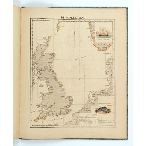 Rare, antique map of  The piscatorial atlas of the North sea, English and St Georges Channels.