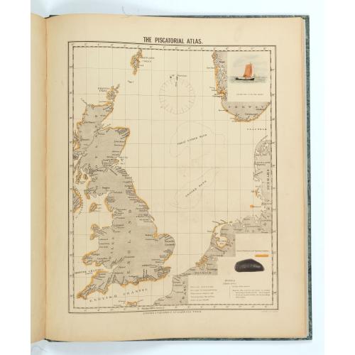Rare, antique map of  The piscatorial atlas of the North sea, English and St Georges Channels.