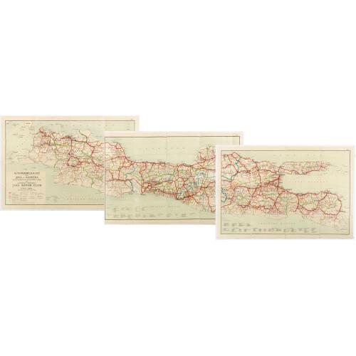 Rare, antique map of  Automobielkaart van de Java en Madura samengesteld en uitgegeven door de Koninklijke vereeniging Java Motor Club.
