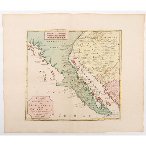 Rare, antique map of  Kaart van het Westelyk Gedeelte van Nieuw Mexico en van California. . . MDCCLXV ..