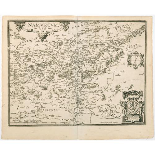 Rare, antique map of  Namurcum Comitatus.