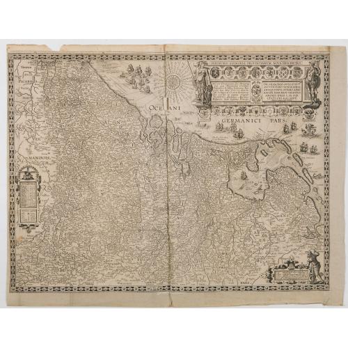 Rare, antique map of Inferioris Germaniae provinciarum nova descriptio.
