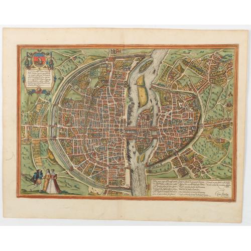 Rare, antique map of Lutetia, vulgari nomine Paris, urbs Gallia…