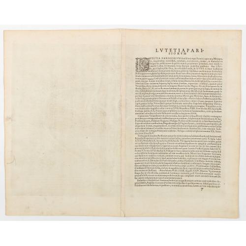Rare, antique map of Lutetia, vulgari nomine Paris, urbs Gallia…
