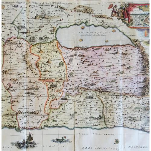 Old map image download for "[On 6 joined sheets] Dimidia Tribus Manasse ... [and] Tribus Ruben, et Gad ... [and] Pars Maxima Tribus Iuda ... [and] Tribuum Ephraim ... [and] Tribus Aser ... [and] Tribus Simeon …