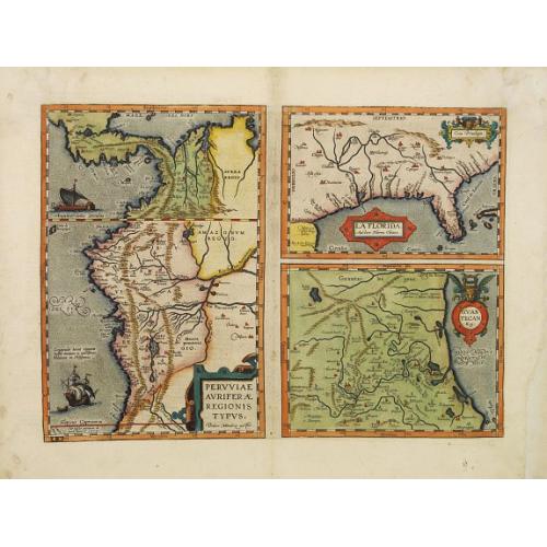 Old map image download for Peruviae Auriferae Regionis Typus [with] La Florida Auctore Hieron Chiaves [with] Guastecan Reg.