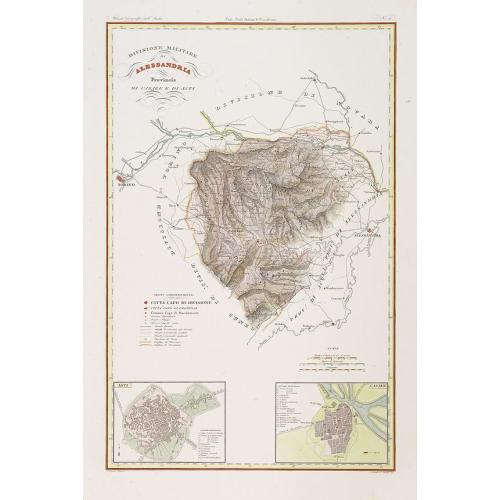Old map image download for Divisione Militare di Alessandria. Provincie di Casale e di Asti.