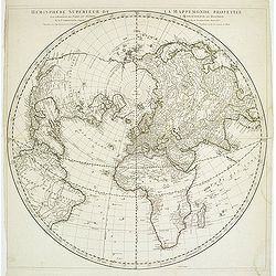 Hémisphère Supérieur de la Mappemonde projetée sur l'Horizon. . .