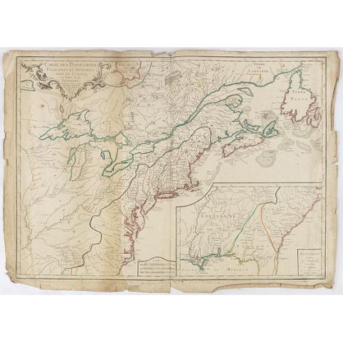 Old map image download for Carte des Possessions Françoises et Angloises dans le Canada et Partie de la Louisiana. . .