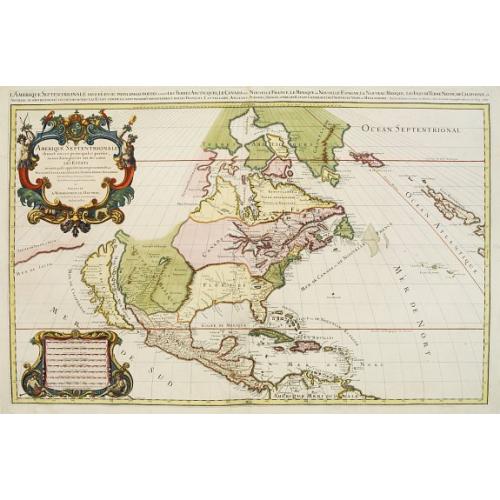 Old map image download for Amerique Septentrionale divisée en ses principales parties. . .1685. [California as an Island]
