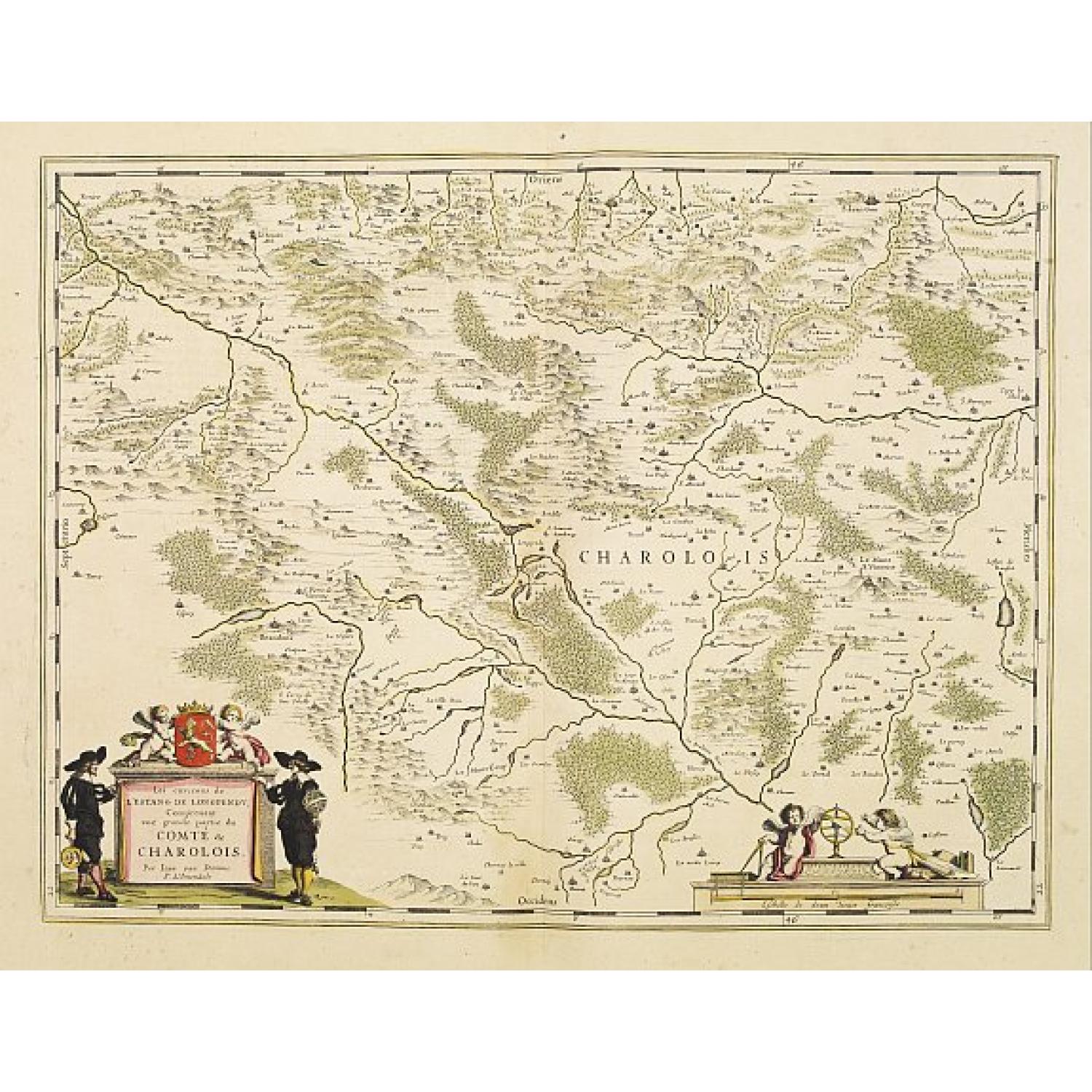 Les environs de l'estang de Longpendu comprenant une grande partie du COMTÉ DE CHAROLOIS par Iean van Damme Sr. d'Amendale.
