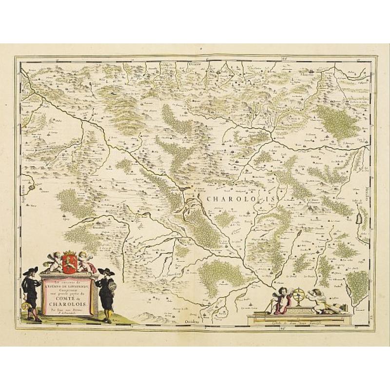 Les environs de l'estang de Longpendu comprenant une grande partie du COMTÉ DE CHAROLOIS par Iean van Damme Sr. d'Amendale.
