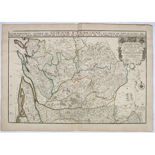 Old map image download for Le Gouvernement Général de GUIENNE GASCOGNE et ceux du Pays d'Aunis, de Saintonge et Angoumois. . .