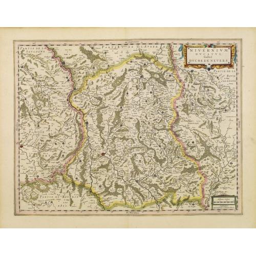 Old map image download for Nivernium Ducatus. Gallicè Duche de Nevers.