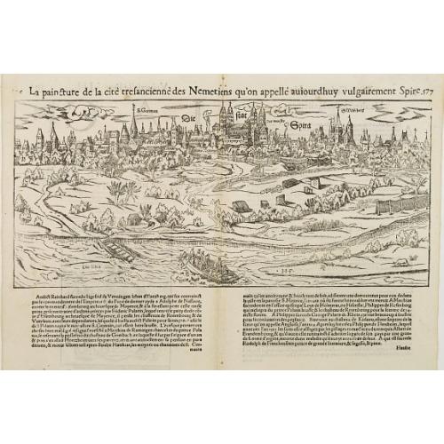 Old map image download for La paincture de la cité tresancienne des Nemetiens../..Spire.