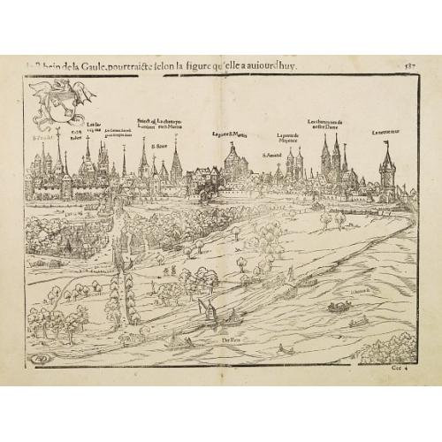 Old map image download for Le rhein de la Gaule, pourtraicte selon la figure qu'elle a auiourdhuy.