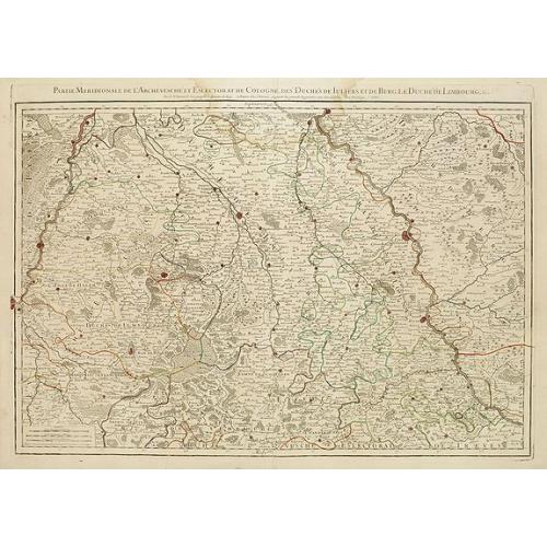 Old map image download for Partie Méridionale de l'Archevesché et Eslectorat de Cologne. . .