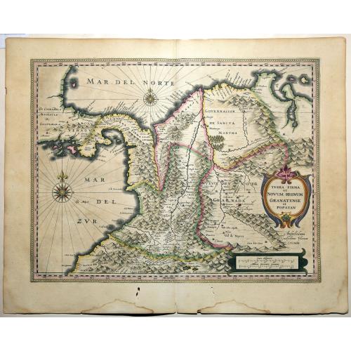Old map image download for Terra Firma et Novum Regnum Granatense et Popayan.