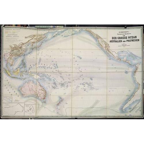 Old map image download for Physikalische Wandkarten. VIII. Der Grosse Ocean (Australien und Polynesien).