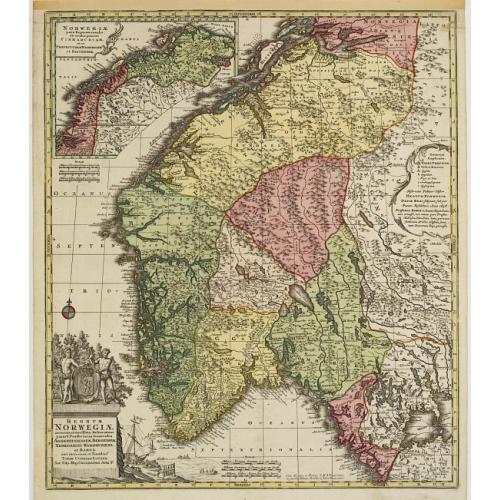 Old map image download for Regnum Norwegiae accurata et novissima delineatione. . .