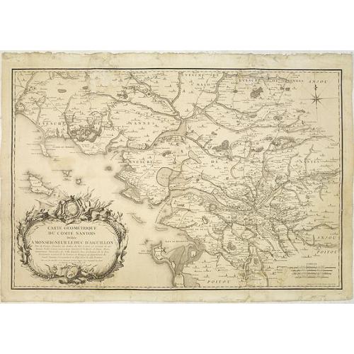 Old map image download for Carte géométrique du comté nantois dédiée à Monseigneur le duc d'Aiguillon par Ogée, sous-ingénieur des Ponts et Chaussées au comté de Nantes.