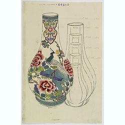 Designs for porcelain vase with Chinese motif.