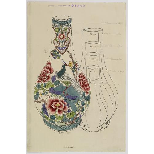 Old map image download for Designs for porcelain vase with Chinese motif.