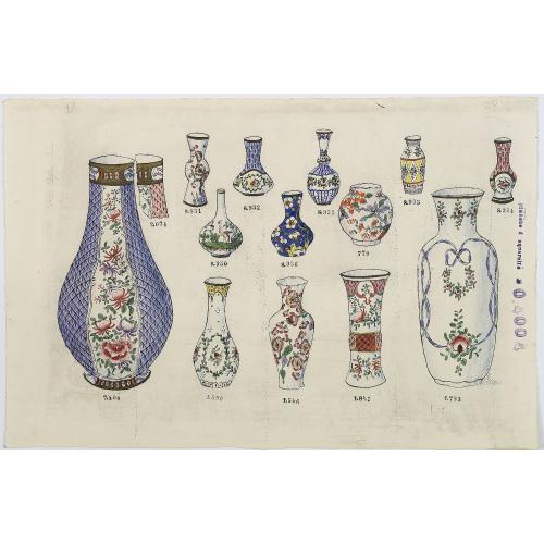 Old map image download for Designs for porcelain vases with Chinese motif.