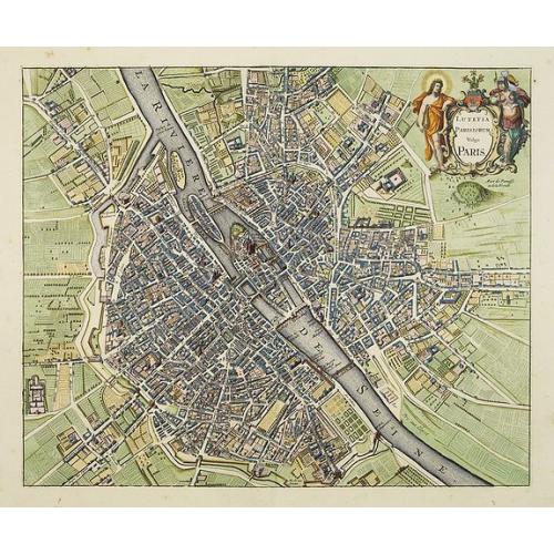 Old map image download for Lutetia Parisiorum Vulgo PARIS.