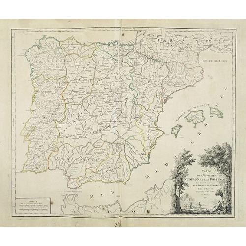 Old map image download for Carte des Royaumes d'Espagne et de Portugal.