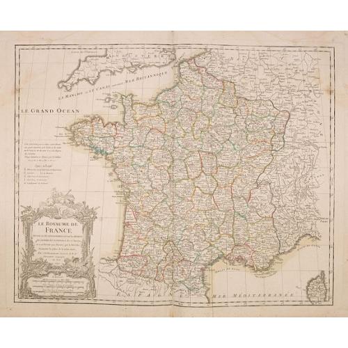 Old map image download for Le Royaume de France divisé en 83 départemens. . .