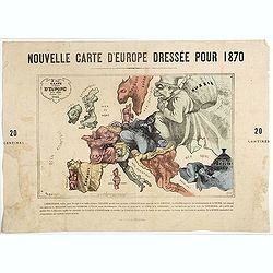 Nouvelle Carte d'Europe dressée pour 1870 / Carte drôlatique d'Europe pour 1870 dressée par Hadol.