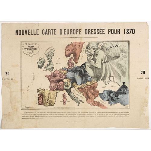 Old map image download for Nouvelle Carte d'Europe dressée pour 1870 / Carte drôlatique d'Europe pour 1870 dressée par Hadol.