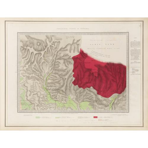 Rare, antique map of  Geological Survey of Victoria.