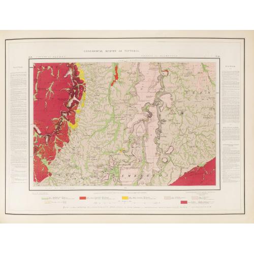 Rare, antique map of  Geological Survey of Victoria.