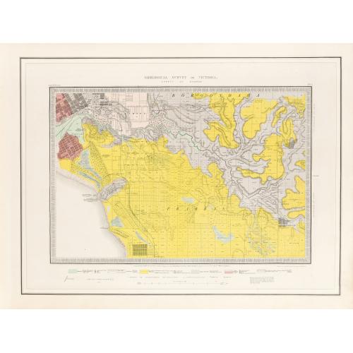 Rare, antique map of  Geological Survey of Victoria.