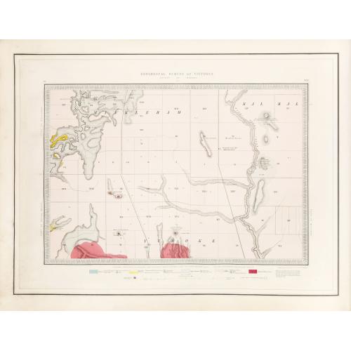 Rare, antique map of  Geological Survey of Victoria.