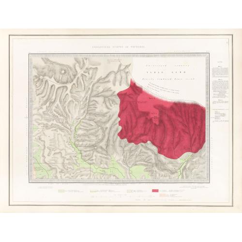 Rare, antique map of  Geological Survey of Victoria.
