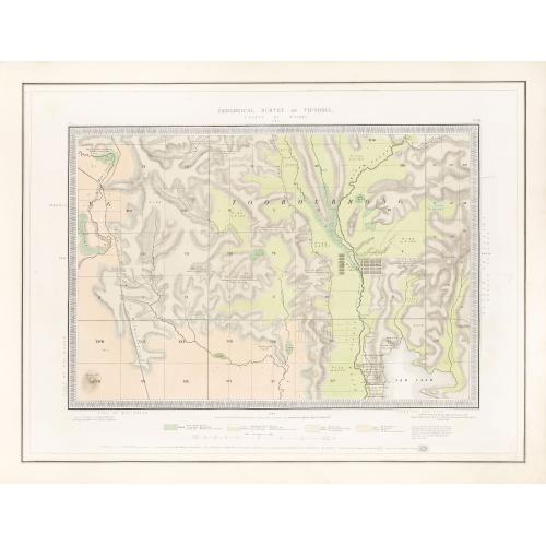Rare, antique map of  Geological Survey of Victoria.
