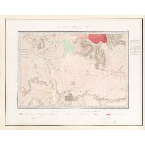 Rare, antique map of  Geological Survey of Victoria.