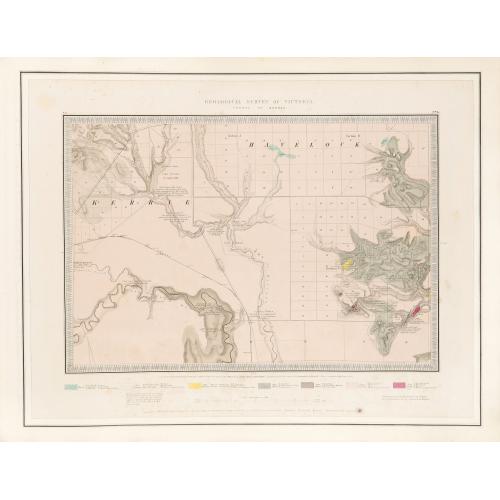 Rare, antique map of  Geological Survey of Victoria.