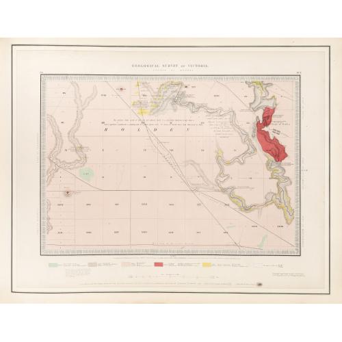 Rare, antique map of  Geological Survey of Victoria.